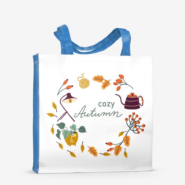 Сумка-шоппер «Осенний венок с надписью Cozy Autumn»