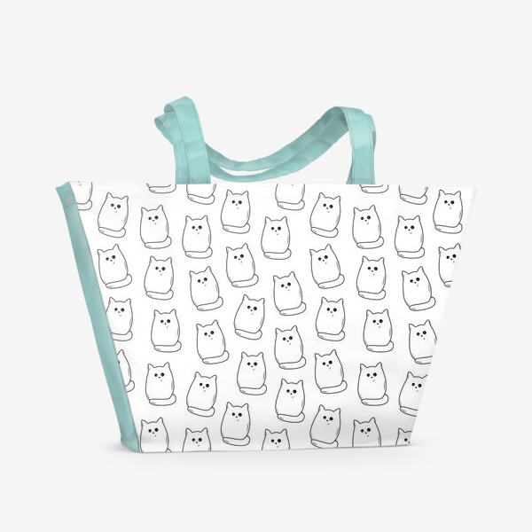 Пляжная сумка «Паттерн с контурными котиками»