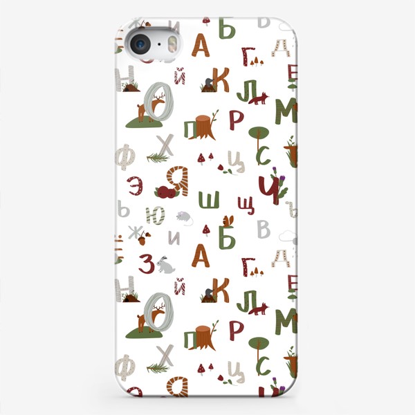 Чехол iPhone «Алфавит лесные буквы паттерн»