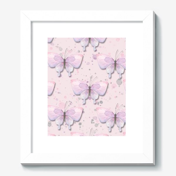Картина «Розовые, сиреневые бабочки. Акварельный паттерн.»