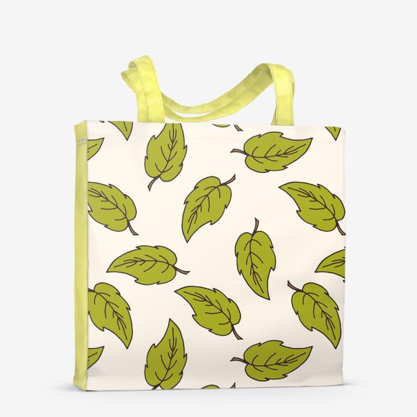 Сумка-шоппер &laquo;Зеленые листья. Летний растительный принт.&raquo;