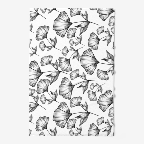 Полотенце «Графичные цветы на белом, паттерн»