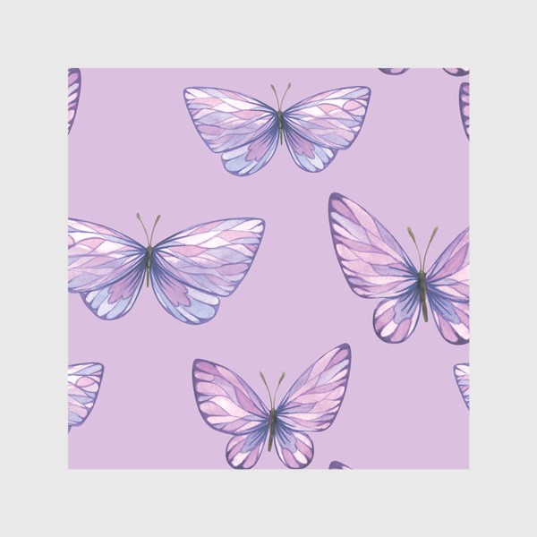 Скатерть «Фиолетовые, сиреневые бабочки. Акварельный паттерн.»