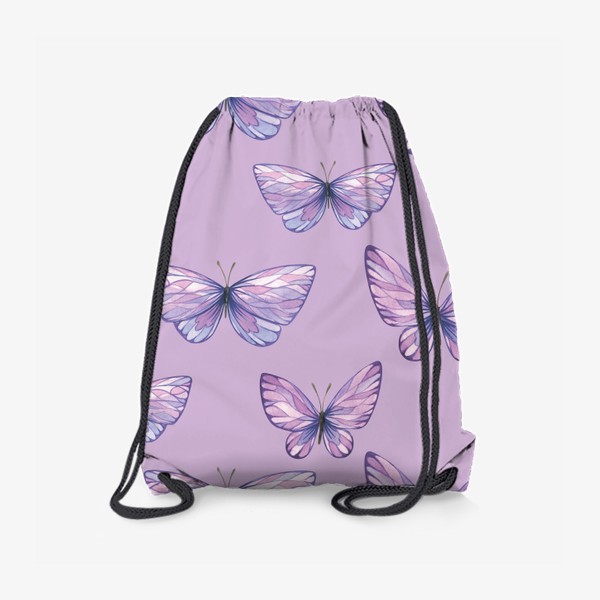 Рюкзак «Фиолетовые, сиреневые бабочки. Акварельный паттерн.»