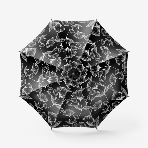 Зонт &laquo;Графичные цветы на черном, паттерн&raquo;