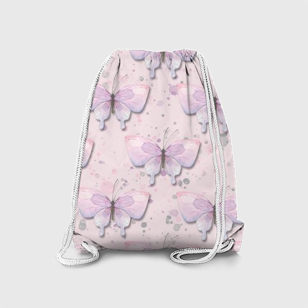 Рюкзак «Розовые, сиреневые бабочки. Акварельный паттерн.»