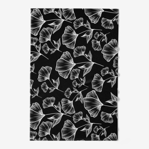 Полотенце &laquo;Графичные цветы на черном, паттерн&raquo;