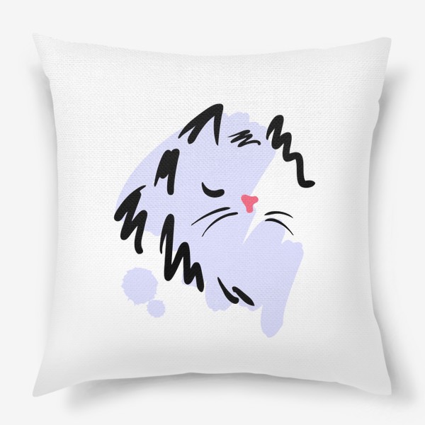 Подушка «Котик и фиолетовые кляксы»