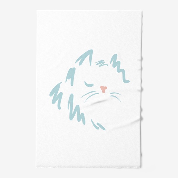 Полотенце «Серо-голубой спящий котик»