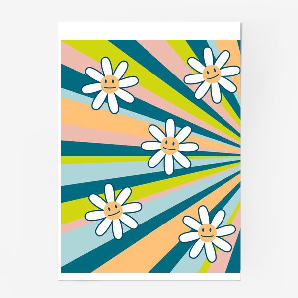 Постер «Солнечные лучи и белые ромашки»