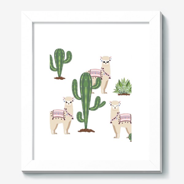 Картина «Три альпака среди кактусов»
