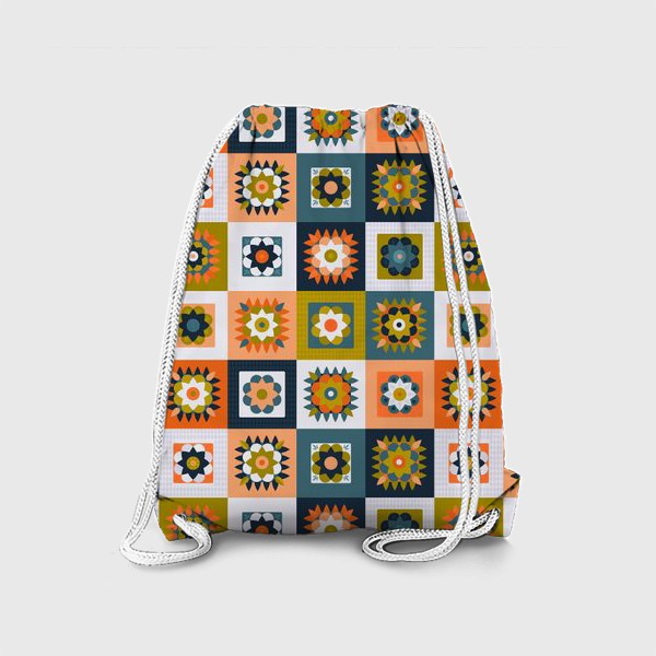 Рюкзак «Бабушкин квадрат - квадратный орнамент крючком»