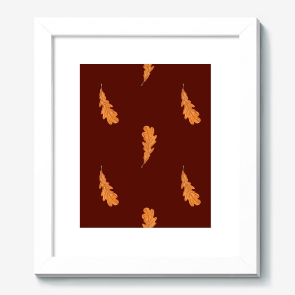 Картина «Дубовые акварельные листья на темно-коричневом, паттерн»