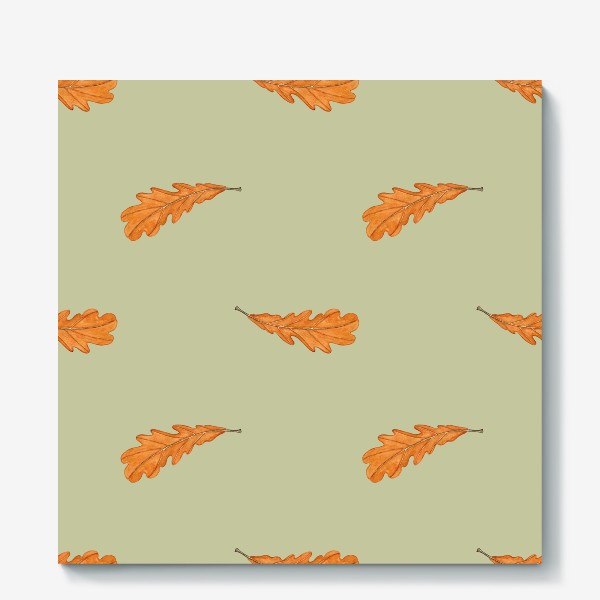 Холст &laquo;Оранжевый осенний лист акварельный на бежевом&raquo;