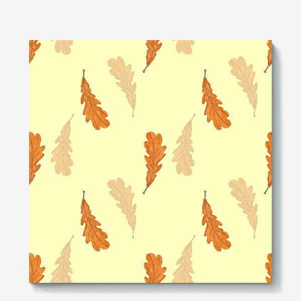 Холст &laquo;Акварельные осенние листья на желтом&raquo;