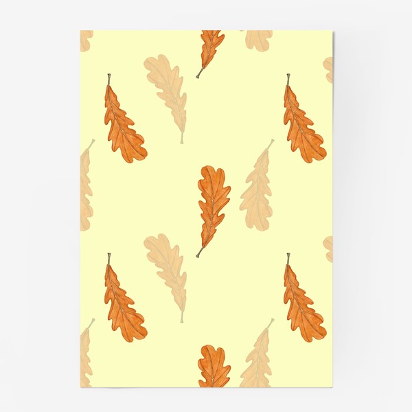 Постер «Акварельные осенние листья на желтом»