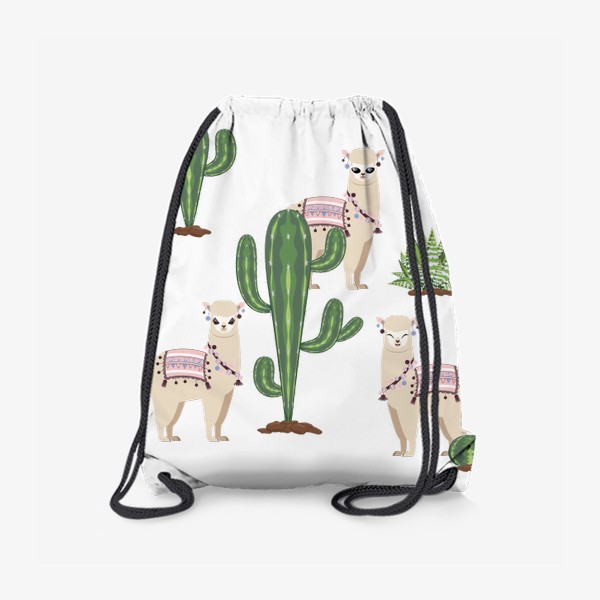 Рюкзак «Три альпака среди кактусов»