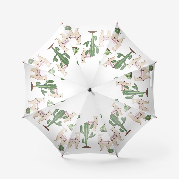 Зонт «Три альпака среди кактусов»