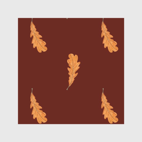 Скатерть &laquo;Дубовые акварельные листья на темно-коричневом, паттерн&raquo;
