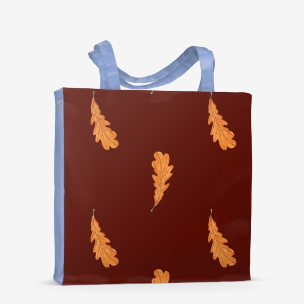 Сумка-шоппер &laquo;Дубовые акварельные листья на темно-коричневом, паттерн&raquo;