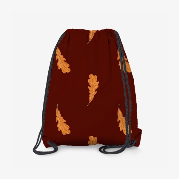Рюкзак &laquo;Дубовые акварельные листья на темно-коричневом, паттерн&raquo;