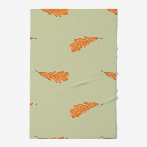 Полотенце &laquo;Оранжевый осенний лист акварельный на бежевом&raquo;