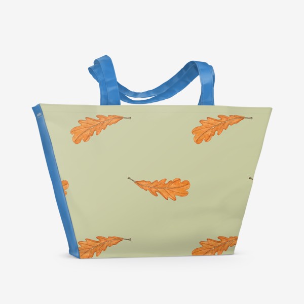 Пляжная сумка &laquo;Оранжевый осенний лист акварельный на бежевом&raquo;