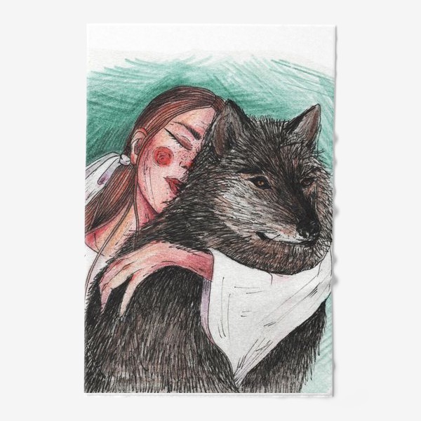 Полотенце &laquo;Девушка с волком&raquo;