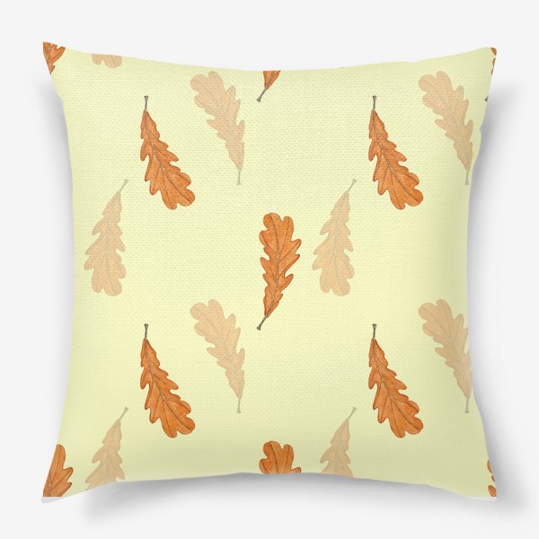 Подушка &laquo;Акварельные осенние листья на желтом&raquo;