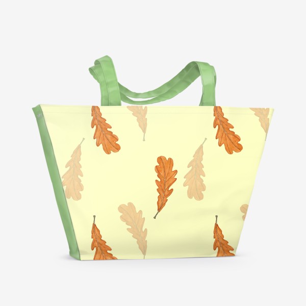 Пляжная сумка «Акварельные осенние листья на желтом»