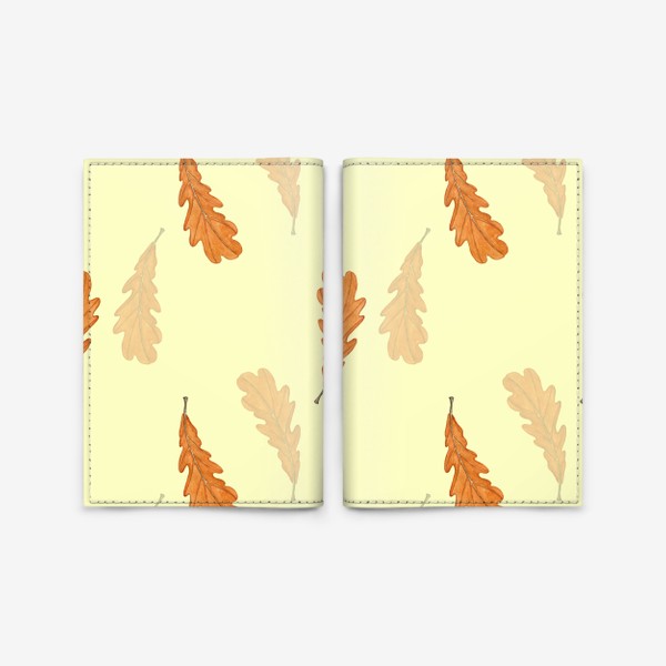 Обложка для паспорта «Акварельные осенние листья на желтом»
