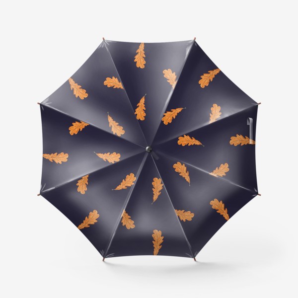 Зонт «Акварельный дубовый листик на темно-фиолетовом»