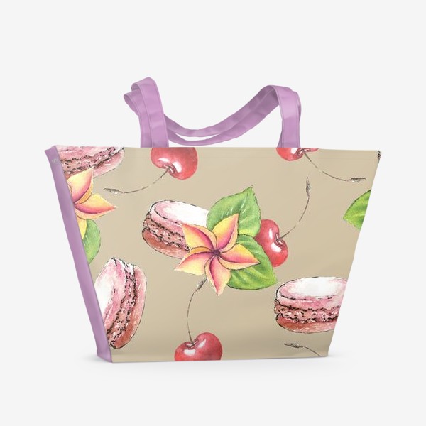 Пляжная сумка «Вишневый макарун в цветах»
