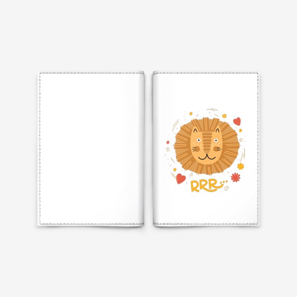 Обложка для паспорта «Голова смешного льва»