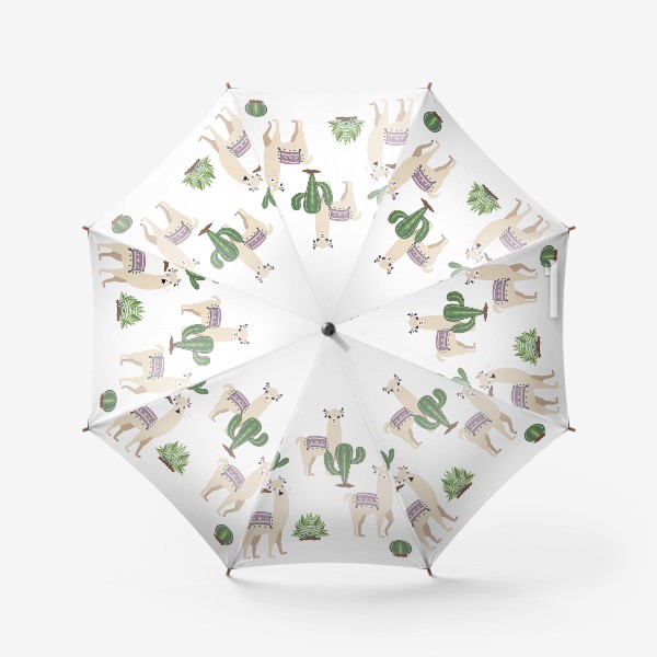 Зонт «Три ламы среди кактусов»