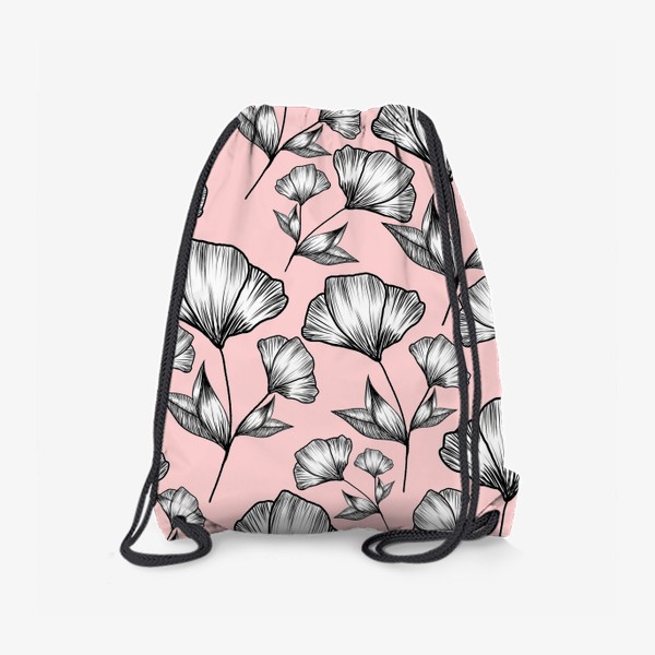 Рюкзак «Графичные цветы на пудрово-розовом, паттерн»