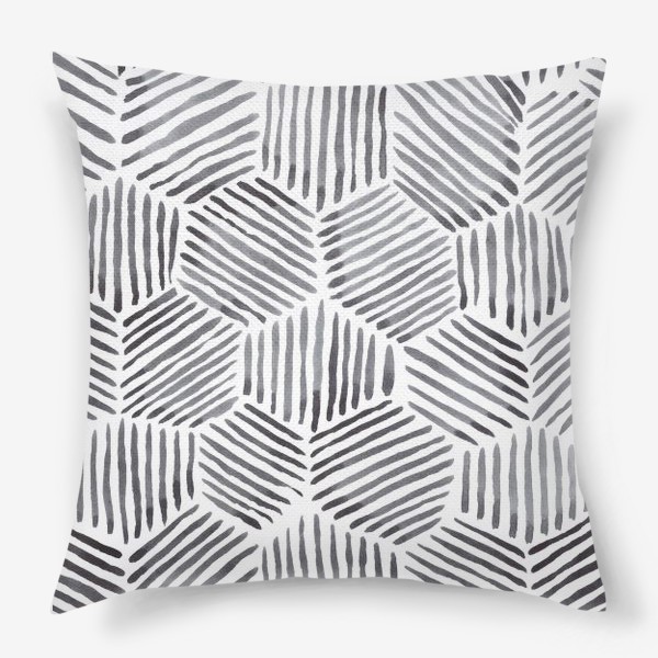 Подушка «Черно-белые полосатые многоугольники»