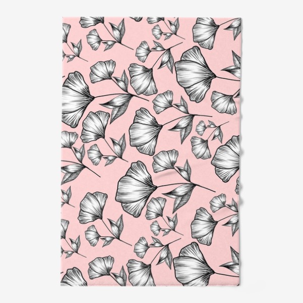 Полотенце «Графичные цветы на пудрово-розовом, паттерн»