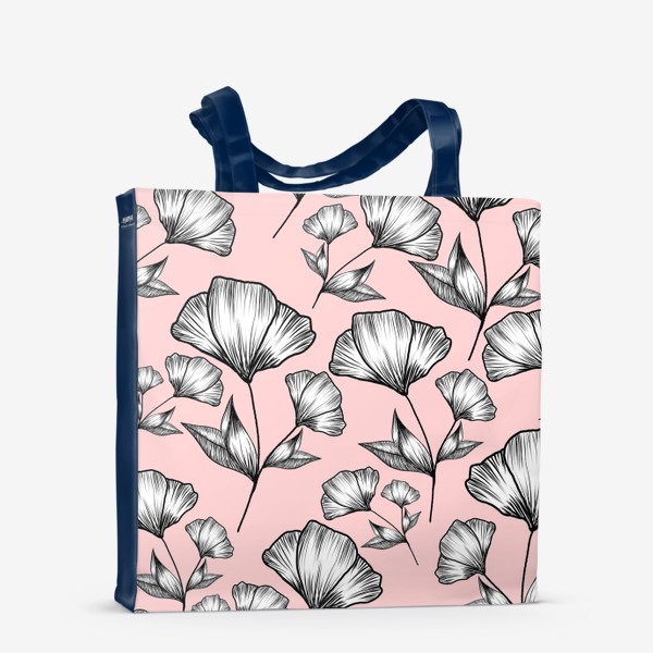 Сумка-шоппер &laquo;Графичные цветы на пудрово-розовом, паттерн&raquo;
