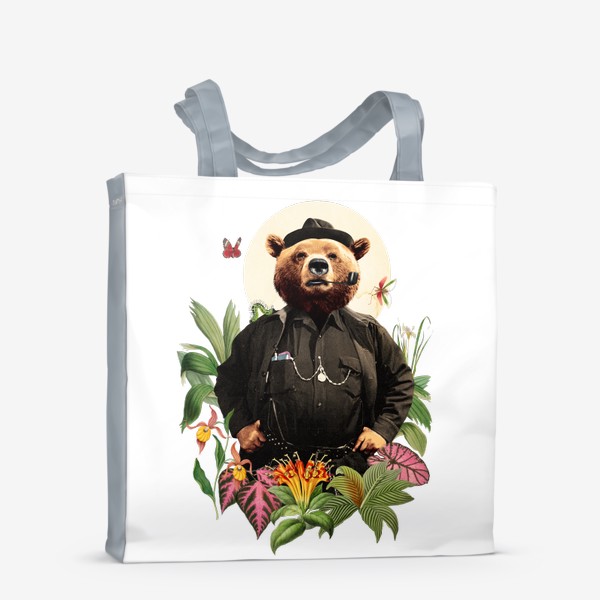 Сумка-шоппер «Медведь модник в саду»