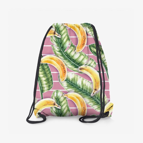 Рюкзак «Бананы, пальмовые листья, розовые полоски»
