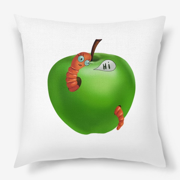 Подушка «Яблоко с гусеницей»