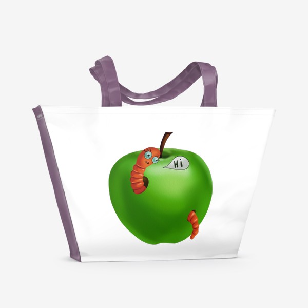 Пляжная сумка «Яблоко с гусеницей»