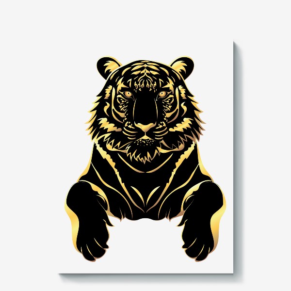 Холст «Черно золотой тигр»