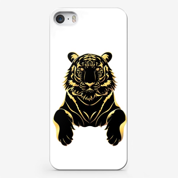 Чехол iPhone «Черно золотой тигр»