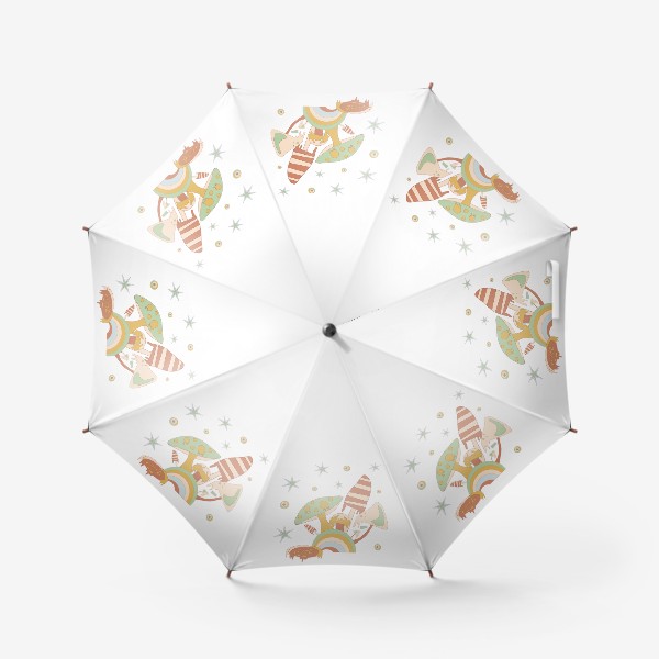 Зонт «Хиппи грибы, радуга. »