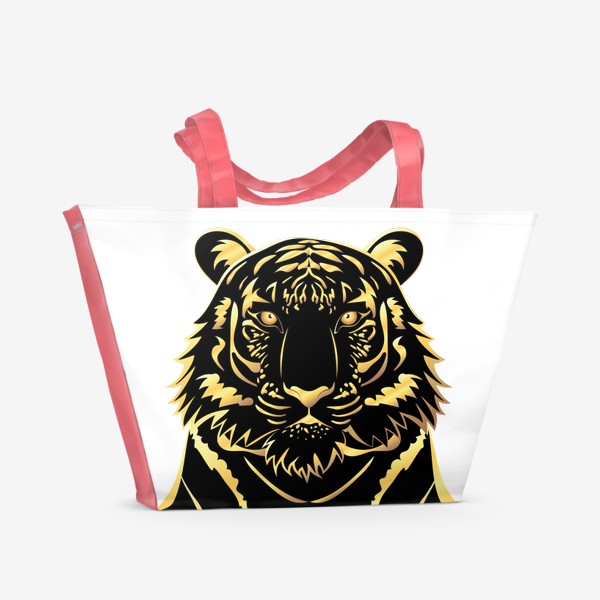 Пляжная сумка «Черно золотой тигр»