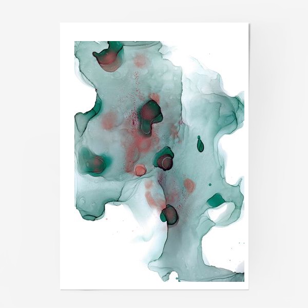 Постер «Semitransparent malachite cloud - Полупрозрачное малахитовое облако с бордовыми и алыми пузырьками»