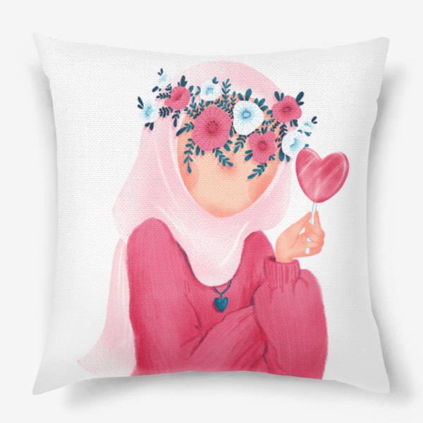 Подушка «Девушка мусульманка с леденцом»