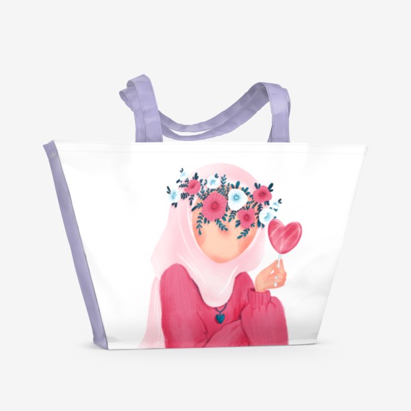Пляжная сумка «Девушка мусульманка с леденцом»